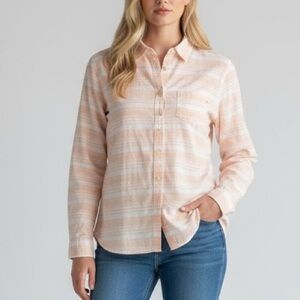 Talbots Striped Blush Pink Long Sleeve Button Down Shirt Top Womens size 16